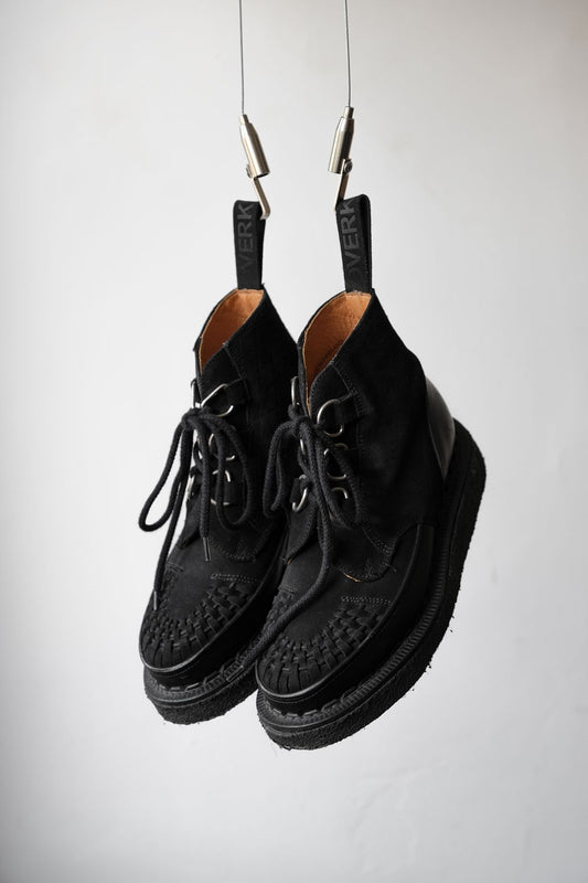 GEORGE COX x OVERKILL x CHAOS PUNK 12S/S Punk L-Boots 三方聯名 麂皮牛皮拼接龐克厚底靴