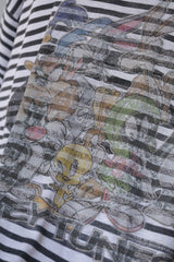 1990's Vintage Looney Tunes Striped Tee Vintage striped print short kicks Warner Bros. Looney Tunes