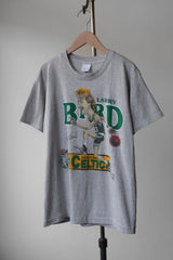 1980's Vintage Larry Bird Boston Celtics NBA Tee 50/50 Made in USA Single Stitich Vintage Print Short Kick Boston Celtics Larry Bird