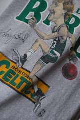 1980's Vintage Larry Bird Boston Celtics NBA Tee 50/50 Made in USA Single Stitich Vintage Print Short Kick Boston Celtics Larry Bird