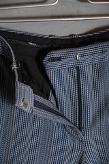 Theory Striped Flared Pants New York brand straight printed flared pants dark blue