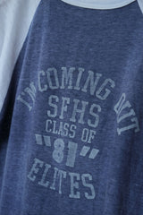 1980年代のMoorewear 2トーンラグランTシャツ ヴィンテージプリントのラグランスリーブショートパンツ