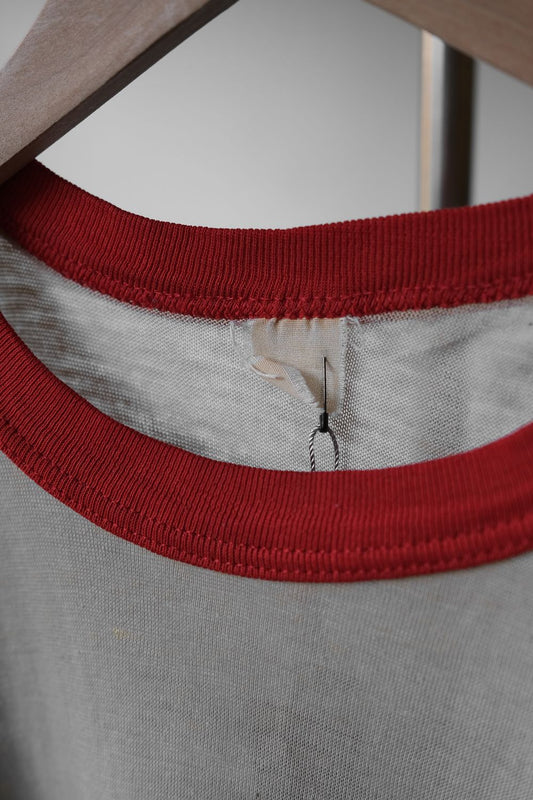 1980's Vintage JEG'S High Performance Ringer Tee Vintage racing print piping short kicks