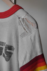 1980年代のヴィンテージ JEG'S ハイパフォーマンス リンガー Tシャツ ヴィンテージ レーシング プリント パイピング ショート キックス