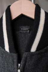 JIL SANDER 2000's Wool Varsity Jacket Wool Double Zipper Baseball Jacket riri Zipper