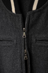 JIL SANDER 2000's Wool Varsity Jacket Wool Double Zipper Baseball Jacket riri Zipper