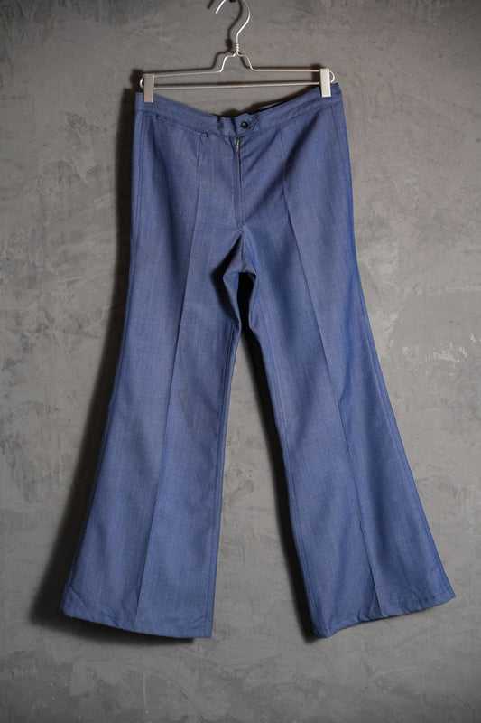Vintage 70~90’s Denim Flared Pants 古著薄丹寧喇叭褲 面料略帶光澤