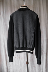 JIL SANDER 2000's Wool Varsity Jacket Wool Double Zipper Baseball Jacket riri Zipper