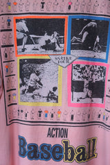 1990 年代のビンテージ アンビル ストライク フォー ベースボール ティー、フォーボール プリント入り、米国製。