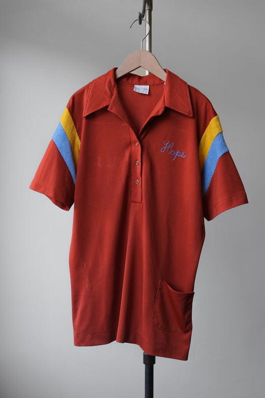 1970's King Louie Embroidered Bowling Polo Shirt Vintage chain car embroidered bowling polo shirt made in the United States