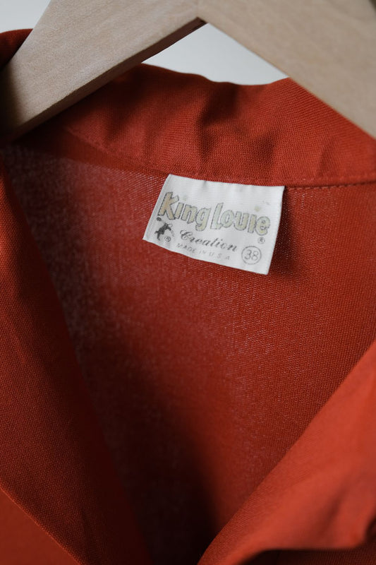 1970's King Louie Embroidered Bowling Polo Shirt Vintage chain car embroidered bowling polo shirt made in the United States