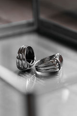 Vintage Wood Inlay 925 Sterling Silver Chunky Ring 木鑲嵌925純銀寬版戒