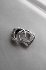 Hexagon Wood Inlay 925 Sterling Silver Ring 六角木鑲925純銀戒