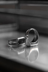 Hexagon Wood Inlay 925 Sterling Silver Ring 六角木鑲925純銀戒