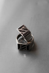 幾何学的な木製パネル 925 スターリングリング