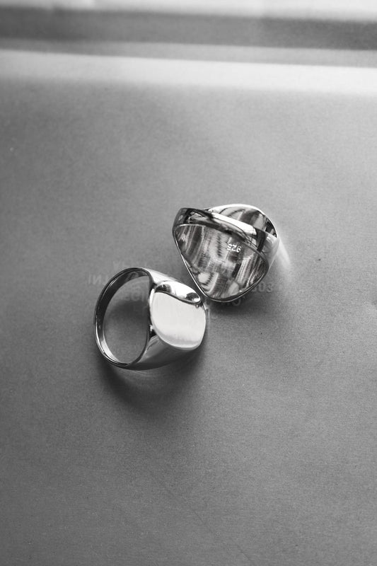 Minimal Blank Signet 925 Sterling Silver Ring