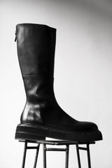 マルセル バックジッパー ロングレザーブーツ イタリア製ハンドメイドシューズブランド バックジッパー 厚底レザーハイブーツ 新品