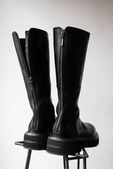 マルセル バックジッパー ロングレザーブーツ イタリア製ハンドメイドシューズブランド バックジッパー 厚底レザーハイブーツ 新品