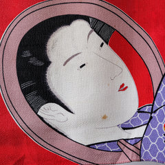 ヴィンテージ日本の芸者スタイルのレーヨンスカーフ日本の芸者プリントレーヨンスカーフ片面プリント