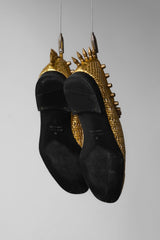 GUCCI by アレッサンドロ・ミケーレ 2016SS ゴールデンレザーウーブンスパイクオックスフォードシューズ