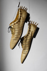 GUCCI by アレッサンドロ・ミケーレ 2016SS ゴールデンレザーウーブンスパイクオックスフォードシューズ