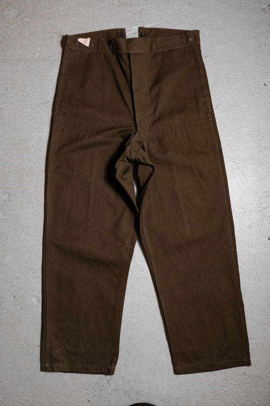 French 1950~60's Vintage SNCF Railway Workers Pants French National Railway Workers Canvas Work Pants