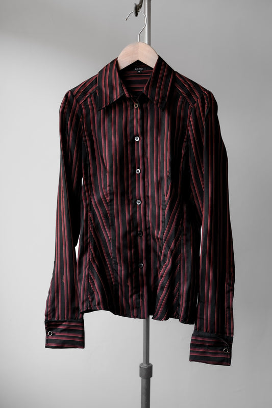 GUCCI Women's Red & Black Striped Silk Shirt Gucci Women's Red & Black Striped Silk Shirt