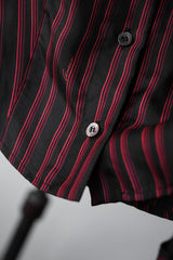GUCCI Women’s Red & Black Striped Silk Shirt 古馳 女款 紅黑條紋真絲襯衫
