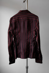 GUCCI Women’s Red & Black Striped Silk Shirt 古馳 女款 紅黑條紋真絲襯衫