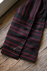 GUCCI Women’s Red & Black Striped Silk Shirt 古馳 女款 紅黑條紋真絲襯衫