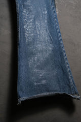 Vintage Snake Skin Coated Denim Flared Jeans 古著蛇紋塗層牛仔喇叭褲
