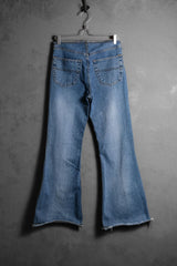 Vintage Snake Skin Coated Denim Flared Jeans 古著蛇紋塗層牛仔喇叭褲