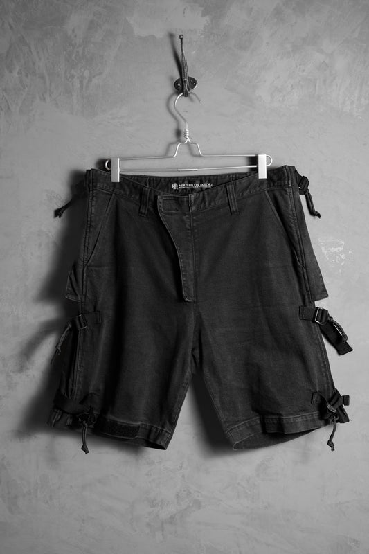 MOUT RECON TAILOR 19SS Wlid Things Jet Black Denim Shell Short Japanese designer brand gray and black denim functional shorts