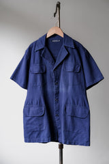 ”ERGY” Vintage Indigo Safari Shirt 古著工裝藍染工作襯衫