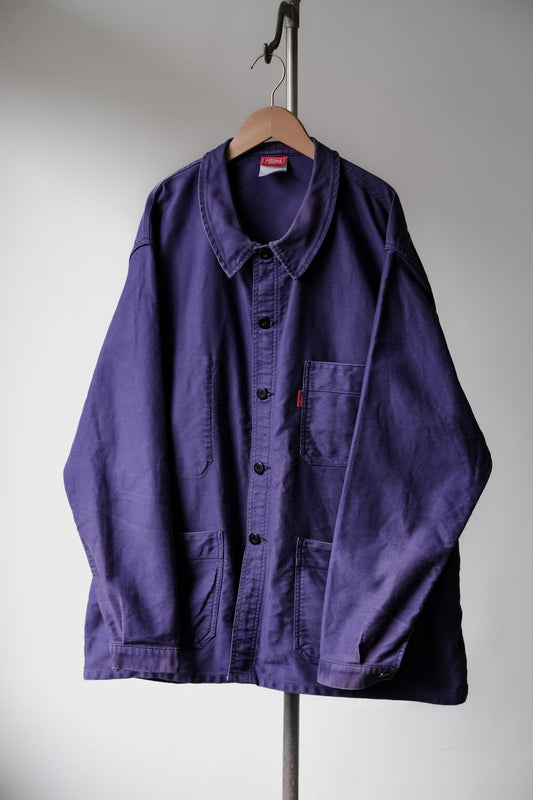 ”ADOLPHE LAFONT” French Vintage Moleskin Work Jacket 法國工裝古著 藍紫色鼴鼠皮工作外套