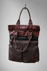 DIESEL 2000年代 レザー/ナイロン トートバッグ レザーステッチ ナイロン ハンドバッグ ブリーフケース