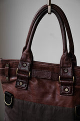 DIESEL 2000年代 レザー/ナイロン トートバッグ レザーステッチ ナイロン ハンドバッグ ブリーフケース