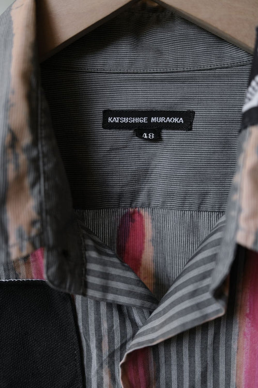 Katsushige Muraoka Punk Patchwork Striped Shirt
