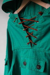 ヴィンテージ レースアップ アノラック パーカー ヴィンテージ コットン レースアップ フード付きコート