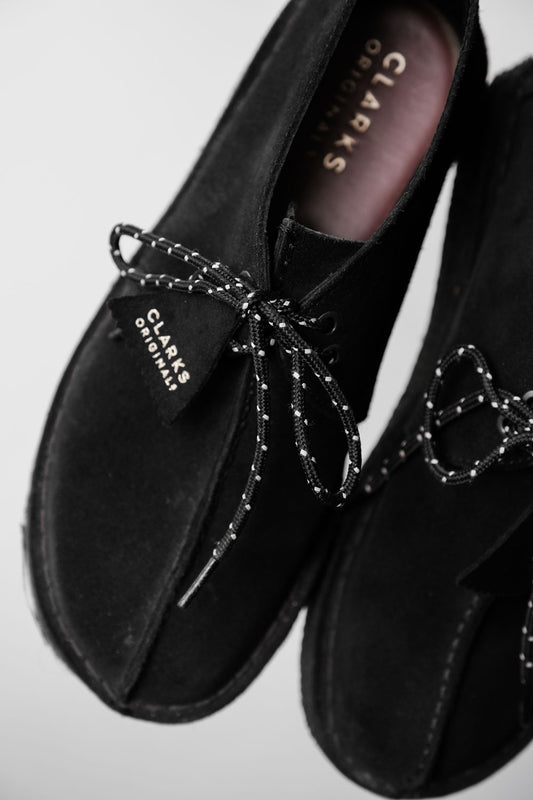 Clarks Desert Trek Boots Black Suede suede desert boots raw rubber sole