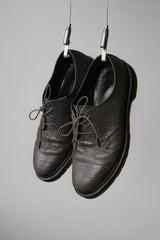 Dr. Martens Crocodile Embossed Leather Shoes Dr. Martens Crocodile Embossed Leather Three-Eye Martin Shoes Dark Green