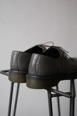 Dr. Martens Crocodile Embossed Leather Shoes Dr. Martens Crocodile Embossed Leather Three-Eye Martin Shoes Dark Green