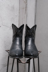 Black Leather WING-Stitch Cowboy Boots 黑色牛皮老鷹翅膀繡線西部短靴