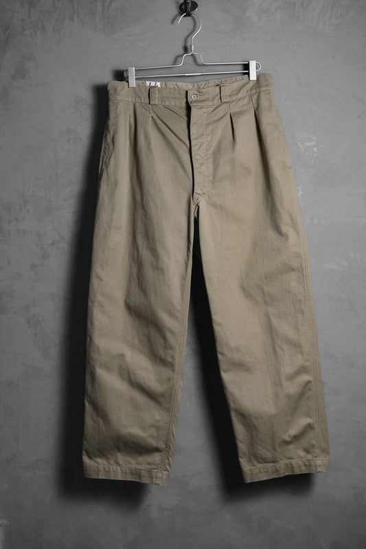 60s French Army M-52 Chino Trousers French Army twill cotton pleated khaki pants