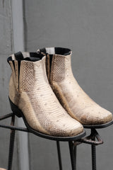 Ivory Python-Embossed Chelsea Boots米白色蟒紋壓紋切爾西靴