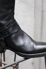Black Leather Harness Buckle Western Boots 黑色牛皮騎士釦帶尖頭西部靴