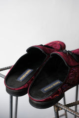 ANGELO RUFFO ベルベットミュール イタリアのデザイナーブランド、ベルベット刺繍のタッセルミュール