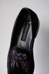 ANGELO RUFFO ベルベットローファー イタリアのデザイナーブランドのベルベット刺繍タッセルローファー