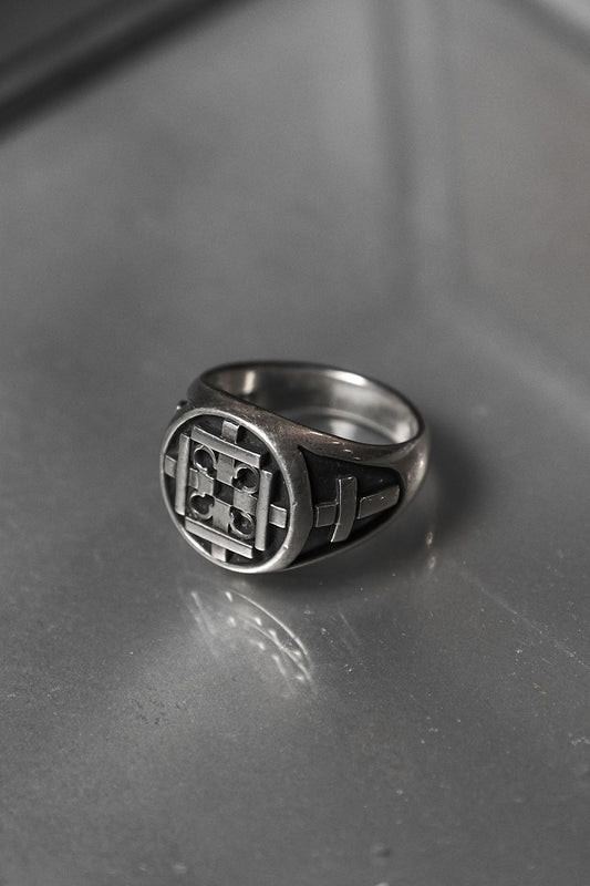 925 Sterling Gothic Cross Signet Ring Medieval Style