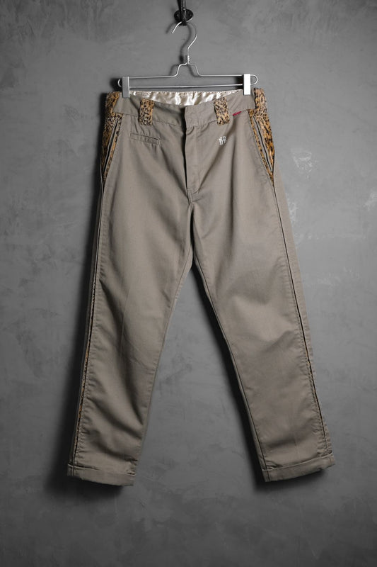 Neighborhood 10S/S Two-tone Chino Pants 豹紋絨布拼接卡其褲 日本製